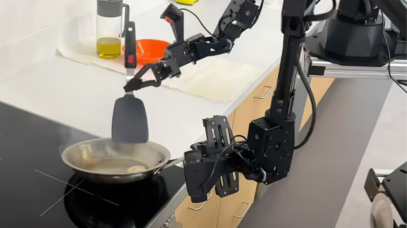De Mobile ALOHA robot bakt een garnaal
