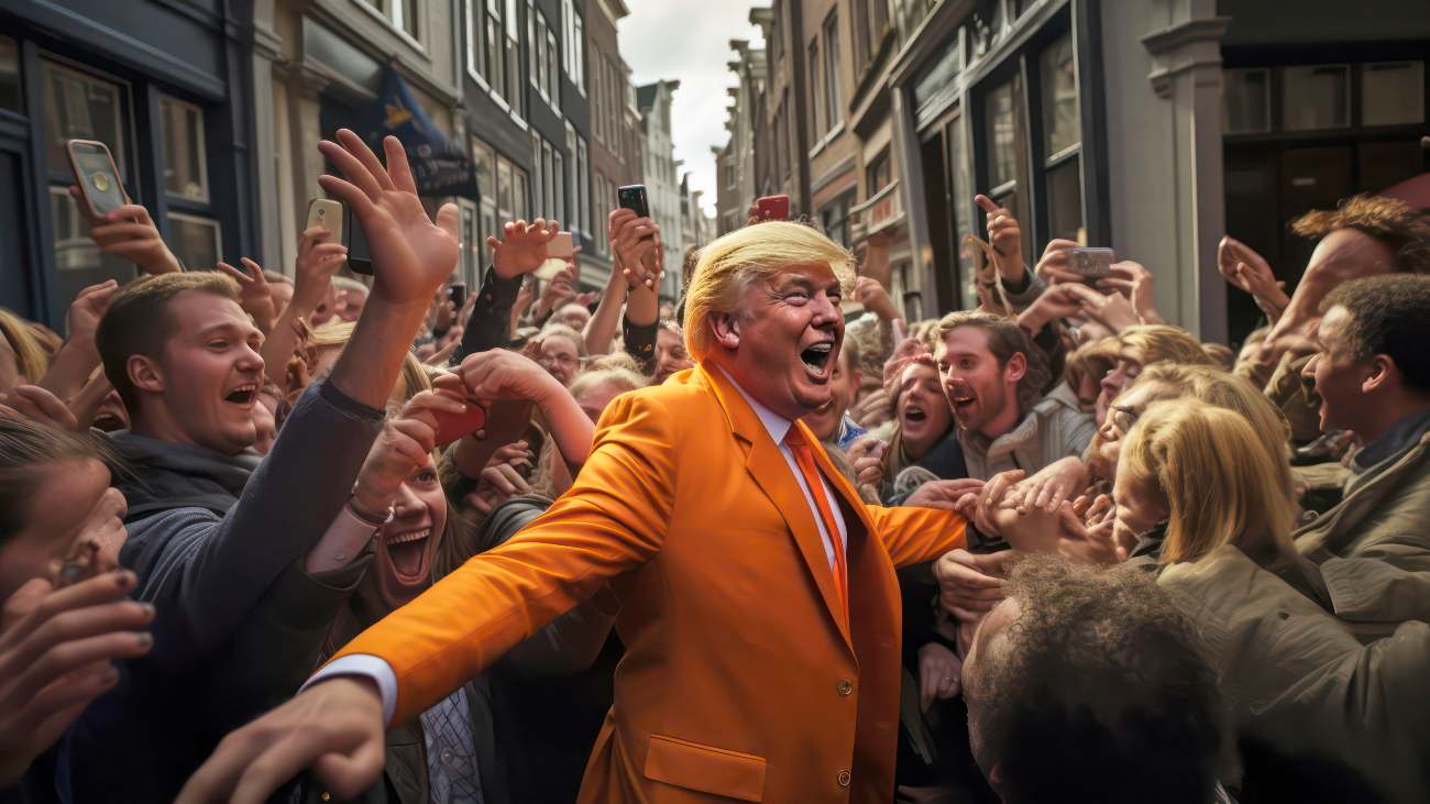 AI beeld van Donald Trump op Koningsdag