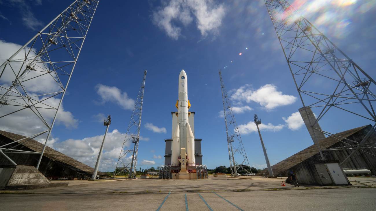 Ariane 6 op de lanceerbasis in Frans-Guyana