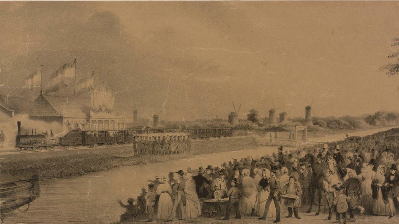 De opening van de eerste spoorlijn van Nederland in 1839