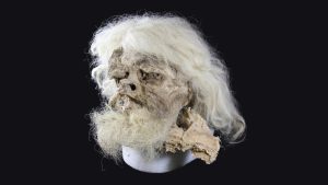 Het hoofd van een van de zoutman mummies