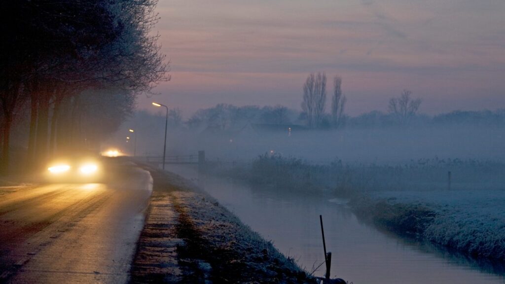 auto's met mistlampen in de mist