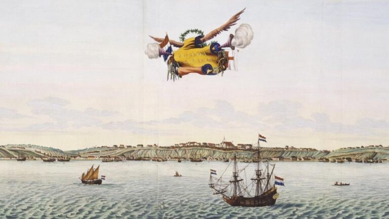 Schilderij van de verovering van Luanda door Cornelis Jol in 1641