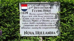 Een bord in Amerika over Nederlands-Acadië