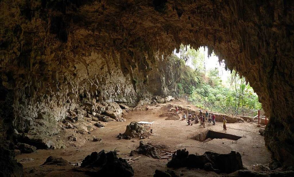 De Liang Bua-grot, waar overblijfselen van H. floresiensis zijn gevonden